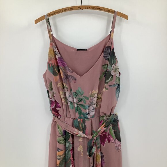 City Chic Pink Heartwine Floral Maxi Dress Size 18 Spaghetti Straps Ruffle - Picture 3 of 10